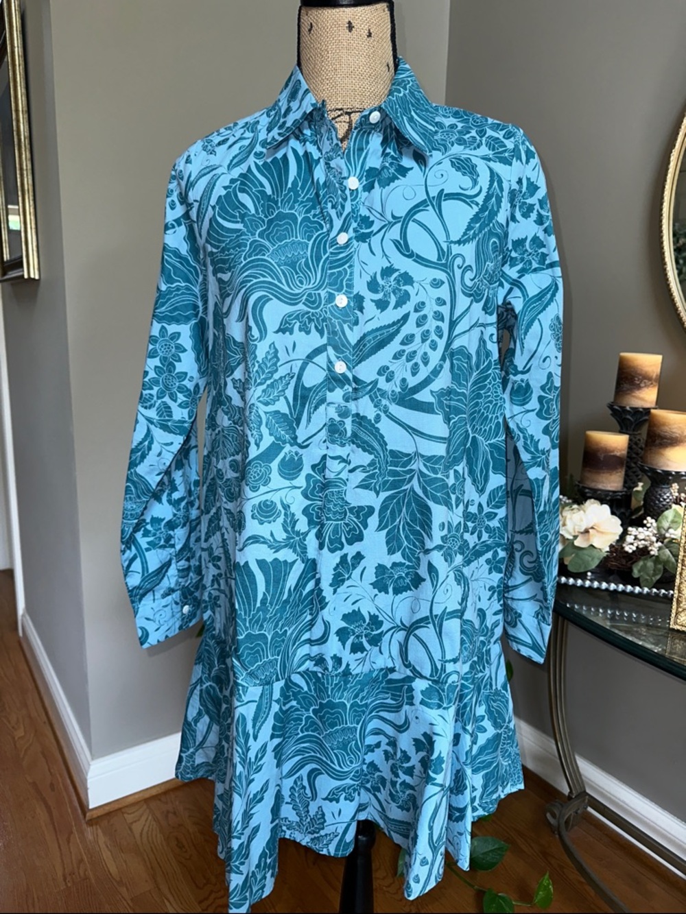 Livro Blue Floral Polly Dress Button-Down Mini Dress 💙 size small